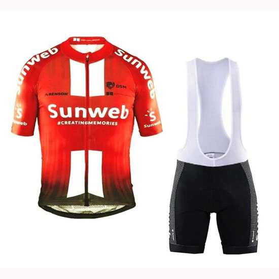 2019 Maillot Sunweb Tirantes Mangas Cortas Naranja Blanco